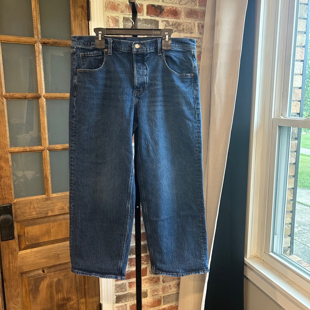 Old Navy Slouchy Wide Leg Jeans Women Mid Rise Button Fly 90s Baggy Retro 14 P